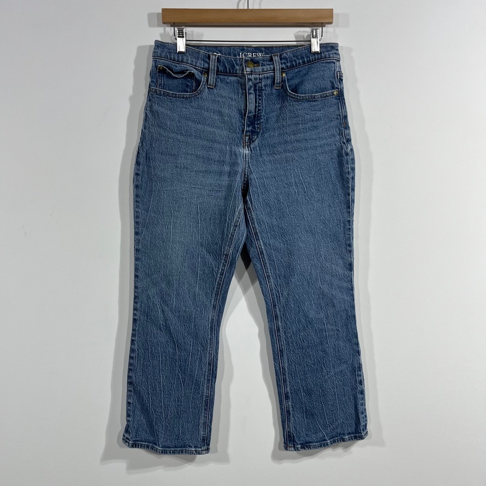 J.Crew 10 Demi Boot Crop Jeans Womens 29P Medium Wash High Rise Denim Coastal